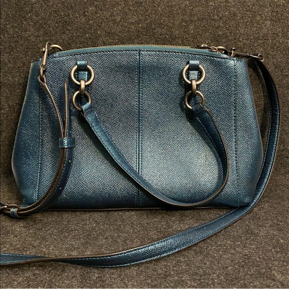 Coach Christie in metallic teal with coordinating wallet - Picture 3 of 9